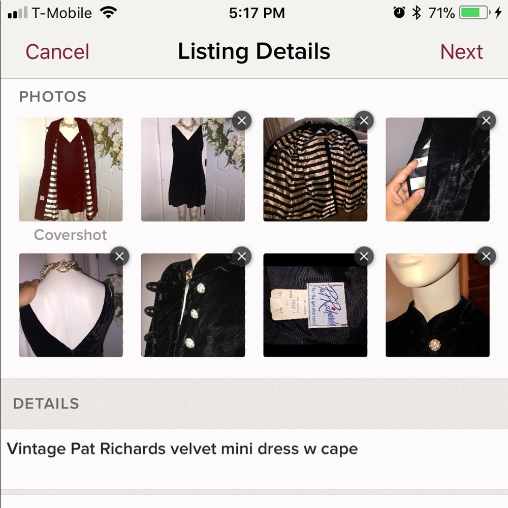 Velvet Pat Richards Mini Dress w Satin Lined Cape